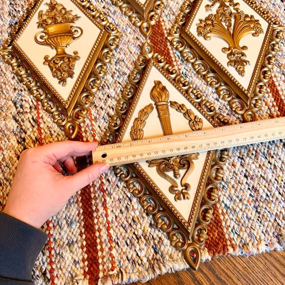 4 Vintage Hollywood Regency Homco Diamond Floral and Gold Ornate Wall Plaques - Picture 9 of 9